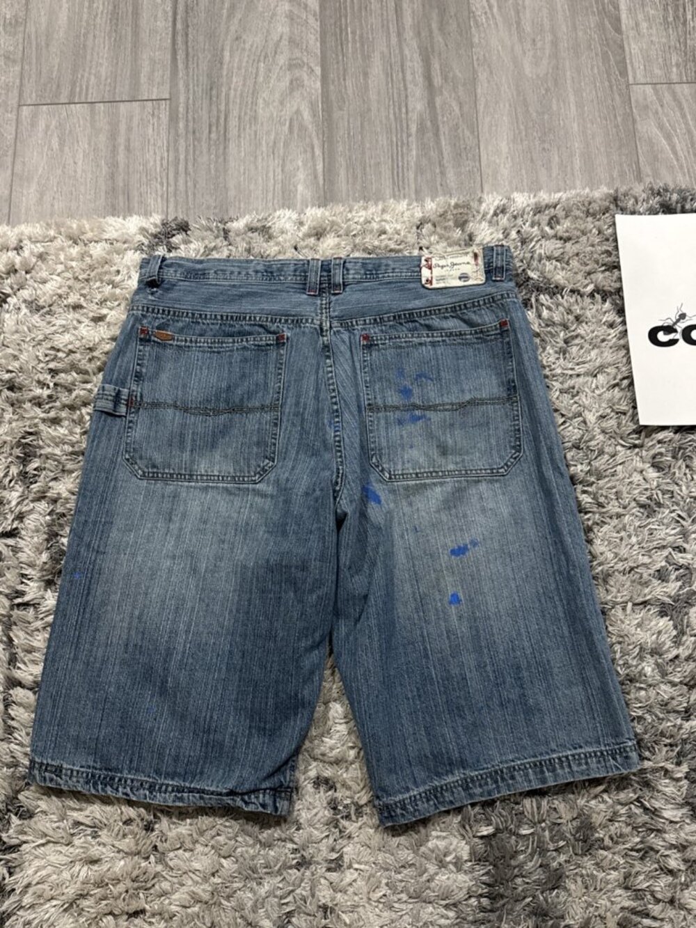 Pepe Jeans Blue 90 S Pepe London Denim Embroidered Jorts Jean Shorts Sz 40